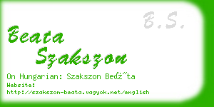 beata szakszon business card